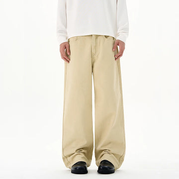 Baggy Wide-leg Jeans 100% Cotton Comfortable Breathable Autumn Casual Denim Pants Loose Straight Trousers Fashion Streetwear